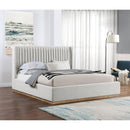 Meridian Logan Cream Linen Textured Fabric King Bed IMAGE 2