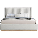 Meridian Logan Cream Linen Textured Fabric King Bed IMAGE 3