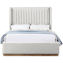 Meridian Logan Cream Linen Textured Fabric Queen Bed IMAGE 3