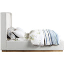 Meridian Logan Cream Linen Textured Fabric Queen Bed IMAGE 4