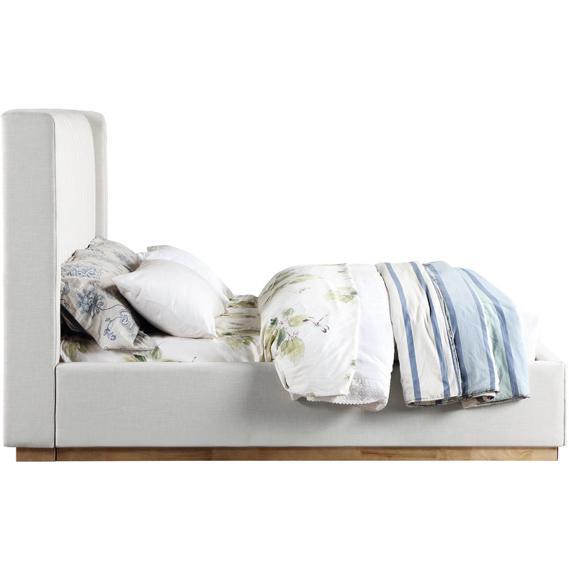 Meridian Logan Cream Linen Textured Fabric Queen Bed IMAGE 4