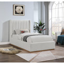 Meridian Logan Cream Linen Textured Fabric Twin Bed IMAGE 2