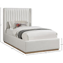 Meridian Logan Cream Linen Textured Fabric Twin Bed IMAGE 8