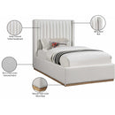 Meridian Logan Cream Linen Textured Fabric Twin Bed IMAGE 9