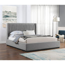 Meridian Logan Grey Linen Textured Fabric King Bed IMAGE 2
