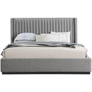 Meridian Logan Grey Linen Textured Fabric King Bed IMAGE 3