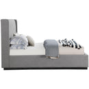 Meridian Logan Grey Linen Textured Fabric King Bed IMAGE 4