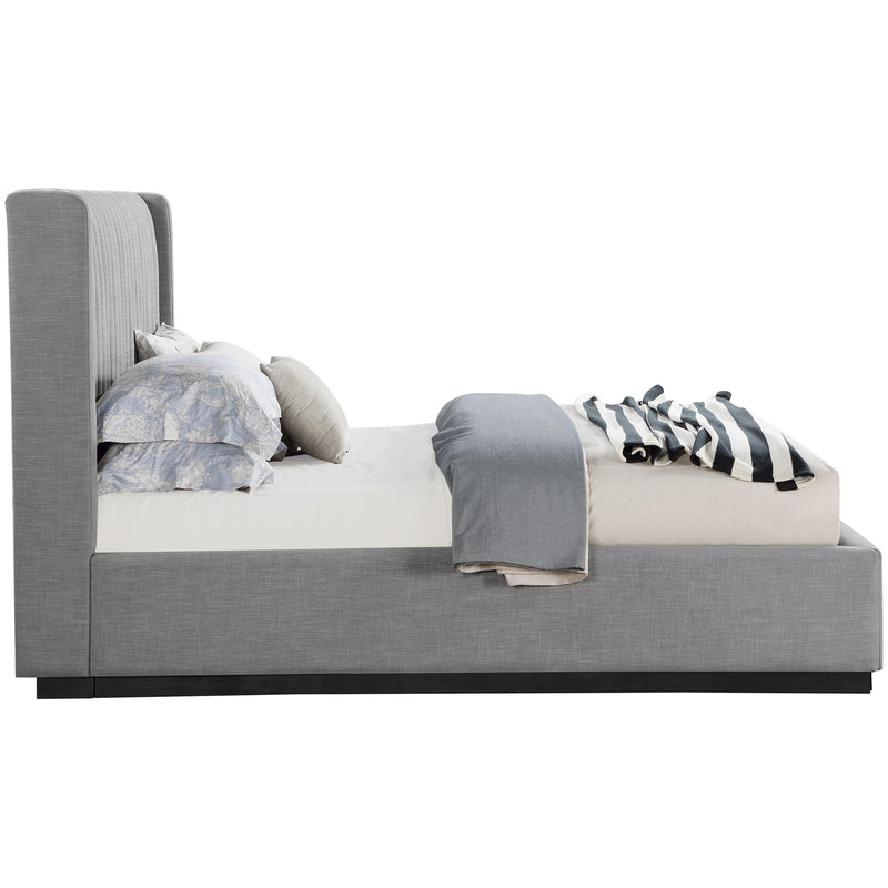 Meridian Logan Grey Linen Textured Fabric King Bed IMAGE 4