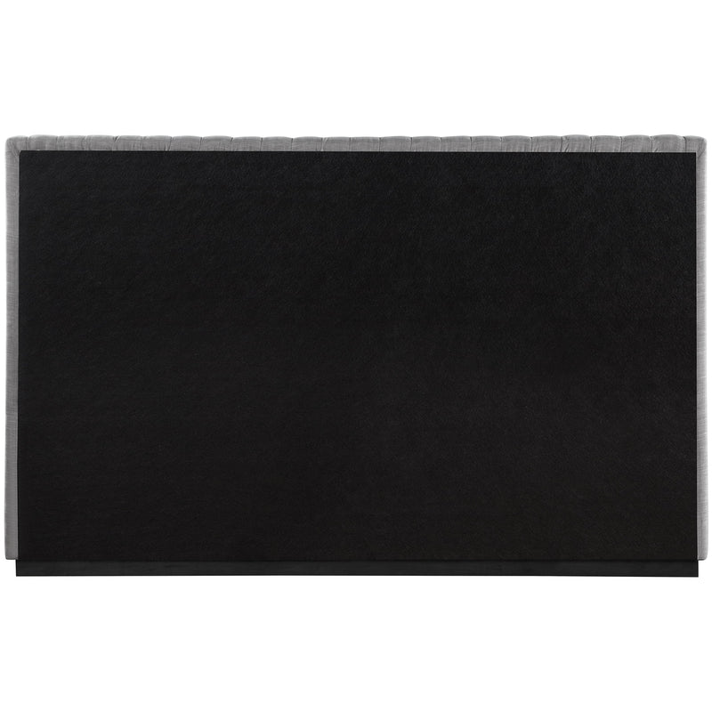 Meridian Logan Grey Linen Textured Fabric King Bed IMAGE 5