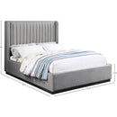 Meridian Logan Grey Linen Textured Fabric King Bed IMAGE 8