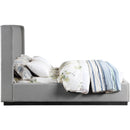 Meridian Logan Grey Linen Textured Fabric Queen Bed IMAGE 4