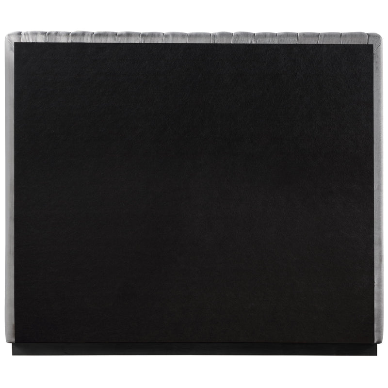 Meridian Logan Grey Linen Textured Fabric Queen Bed IMAGE 5