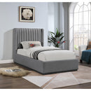 Meridian Logan Grey Linen Textured Fabric Twin Bed IMAGE 2
