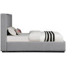 Meridian Logan Grey Linen Textured Fabric Twin Bed IMAGE 4