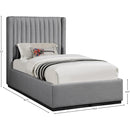 Meridian Logan Grey Linen Textured Fabric Twin Bed IMAGE 8