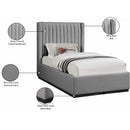 Meridian Logan Grey Linen Textured Fabric Twin Bed IMAGE 9