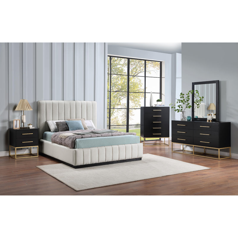 Meridian Lucia Beige Linen Textured Fabric Full Bed IMAGE 9