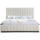 Meridian Lucia Beige Linen Textured Fabric King Bed IMAGE 3