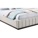 Meridian Lucia Beige Linen Textured Fabric King Bed IMAGE 6