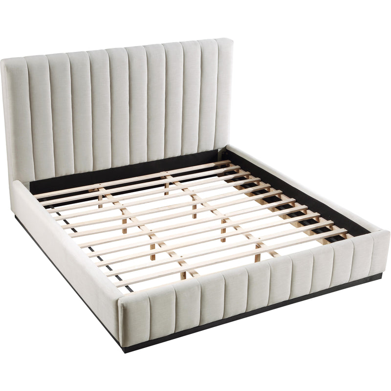 Meridian Lucia Beige Linen Textured Fabric King Bed IMAGE 8