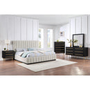 Meridian Lucia Beige Linen Textured Fabric King Bed IMAGE 9