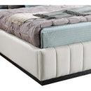 Meridian Lucia Beige Linen Textured Fabric Queen Bed IMAGE 6