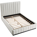 Meridian Lucia Beige Linen Textured Fabric Queen Bed IMAGE 8