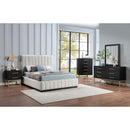 Meridian Lucia Beige Linen Textured Fabric Queen Bed IMAGE 9