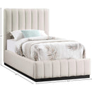 Meridian Lucia Beige Linen Textured Fabric Twin Bed IMAGE 11