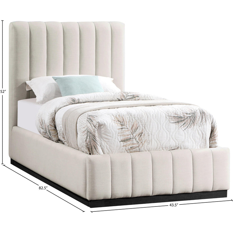 Meridian Lucia Beige Linen Textured Fabric Twin Bed IMAGE 11