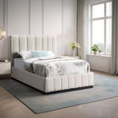 Meridian Lucia Beige Linen Textured Fabric Twin Bed IMAGE 2