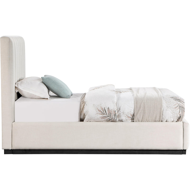 Meridian Lucia Beige Linen Textured Fabric Twin Bed IMAGE 4