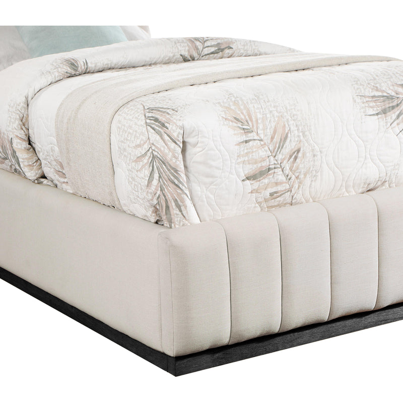 Meridian Lucia Beige Linen Textured Fabric Twin Bed IMAGE 6