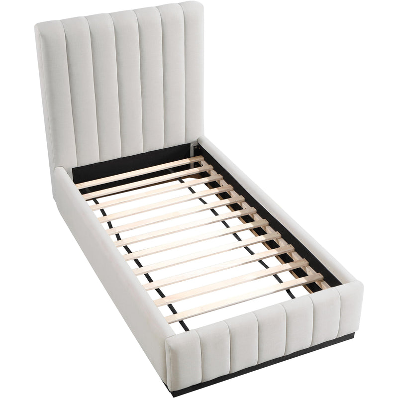 Meridian Lucia Beige Linen Textured Fabric Twin Bed IMAGE 8