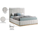 Meridian Lucia Cream Linen Textured Fabric Full Bed IMAGE 13