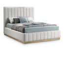 Meridian Lucia Cream Linen Textured Fabric Full Bed IMAGE 1