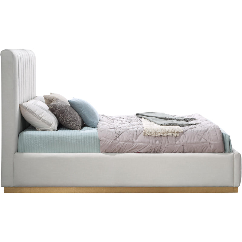 Meridian Lucia Cream Linen Textured Fabric Full Bed IMAGE 4