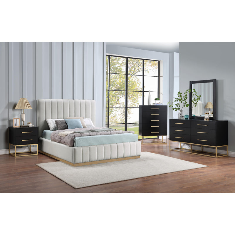 Meridian Lucia Cream Linen Textured Fabric Full Bed IMAGE 9