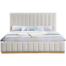 Meridian Lucia Cream Linen Textured Fabric King Bed IMAGE 3