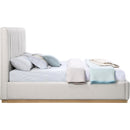 Meridian Lucia Cream Linen Textured Fabric King Bed IMAGE 4