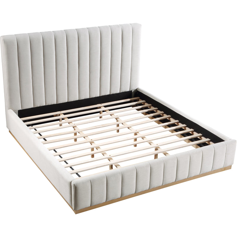 Meridian Lucia Cream Linen Textured Fabric King Bed IMAGE 8