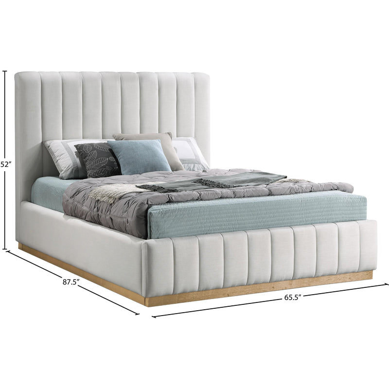 Meridian Lucia Cream Linen Textured Fabric Queen Bed IMAGE 12