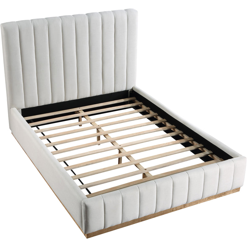 Meridian Lucia Cream Linen Textured Fabric Queen Bed IMAGE 8