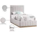 Meridian Lucia Cream Linen Textured Fabric Twin Bed IMAGE 12