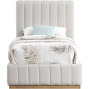 Meridian Lucia Cream Linen Textured Fabric Twin Bed IMAGE 3