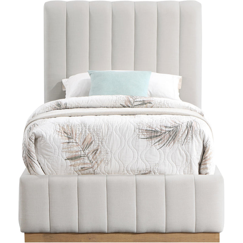 Meridian Lucia Cream Linen Textured Fabric Twin Bed IMAGE 3