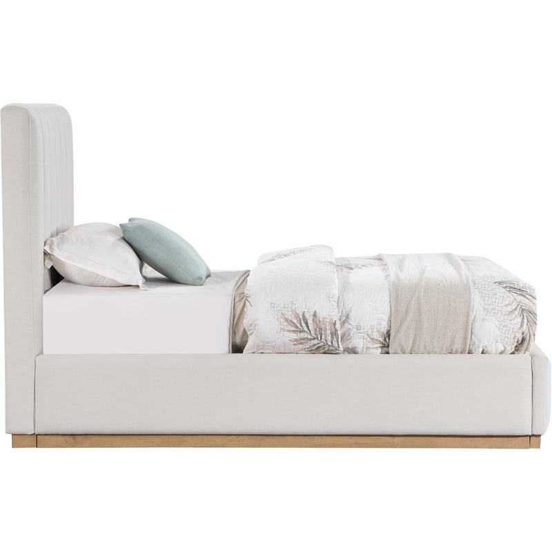 Meridian Lucia Cream Linen Textured Fabric Twin Bed IMAGE 4