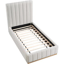 Meridian Lucia Cream Linen Textured Fabric Twin Bed IMAGE 8