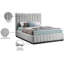 Meridian Lucia Grey Linen Textured Fabric Full Bed IMAGE 13