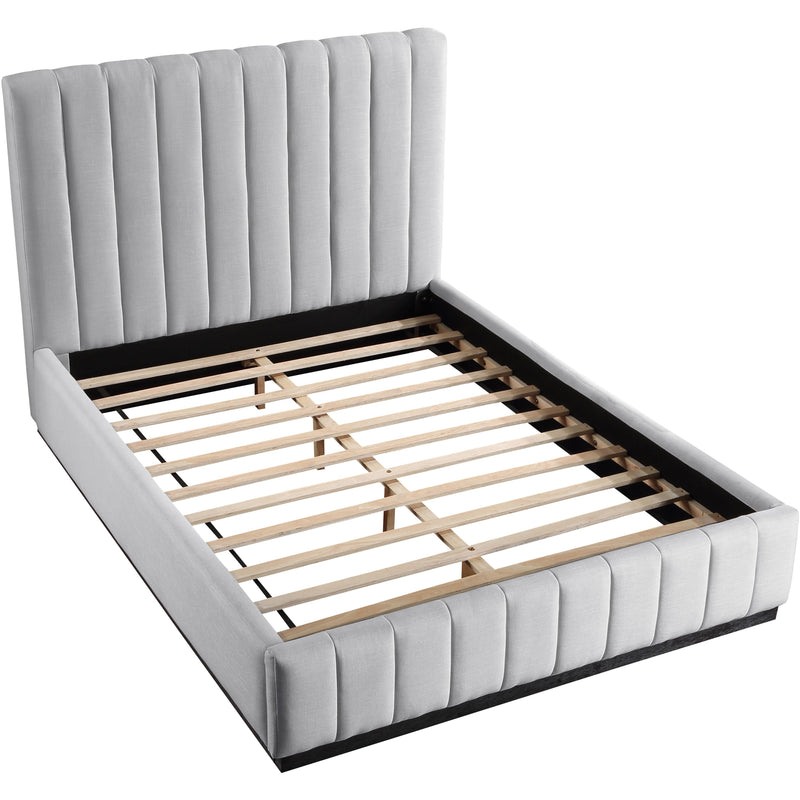 Meridian Lucia Grey Linen Textured Fabric Full Bed IMAGE 8